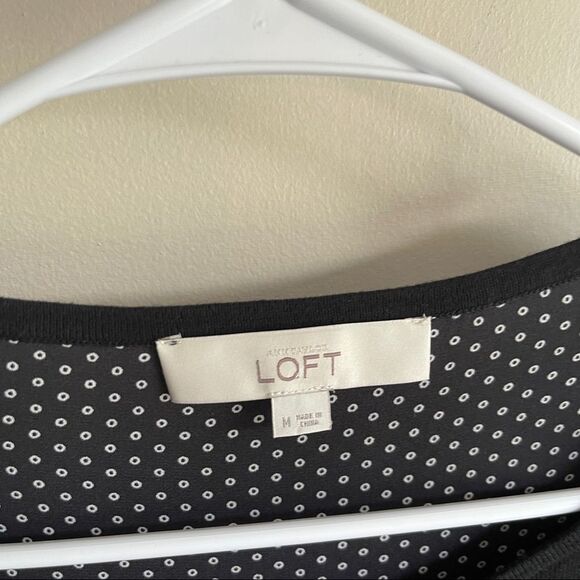 Loft Black Layered Polka Dot Shirttail Lightweight Sweater - Picture 3 of 6